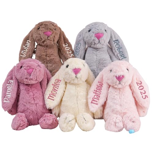Personalized Plush Bunny Custom Hand Embroidered Name Plush Bunny Toy Childs First Easter Gift Easter Basket Gift for Boys and Girls