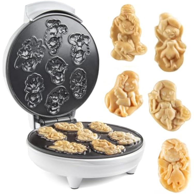 Fairy Friends Mini Waffle Maker- Creates 7 Different Fairy Shaped Waffles or Pancakes in Minutes- A Fun & Cool Magical Breakfast for Kids Adults- Electric Non-Stick Waffler Iron, Fairies Princess Gift