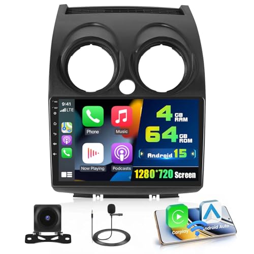 464G Radio for Nissan Rogue Sport Qashqai 2006-2016, 9 IPS Touchscreen Stereo Android 15 Wireless Apple Carplay Android Auto 32EQ 5G WiFi 1080P Bluetooth Free AHD Backup Camera