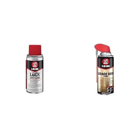 3-IN-ONE Lock Dry Lube, 2.5 OZ & Garage Door Lubricant with Smart Straw Sprays 2 Ways, 11 OZ