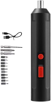 3.6V Cordless Electric Screwdriver Lithium Battery Powered Hand Drill for DIY Home Improvement Furniture Assembly Black(15pcs of equipment)