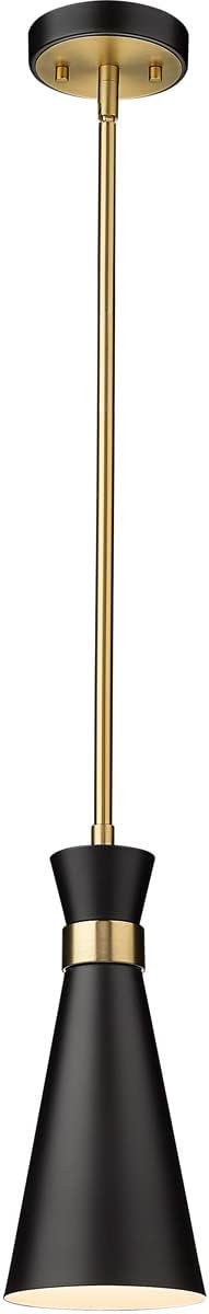 Z-Lite 728MP-MB-HBR Soriano Mini Pendant, 1-Light 60 Watts, Matte Black and Heritage Brass