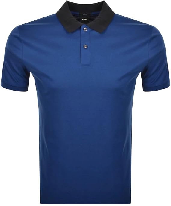 Hugo Boss Men's Phillipson 117 Royal Blue Cotton Short Sleeve Polo T-Shirt (US, Alpha, Medium, Regular, Regular, Blue)