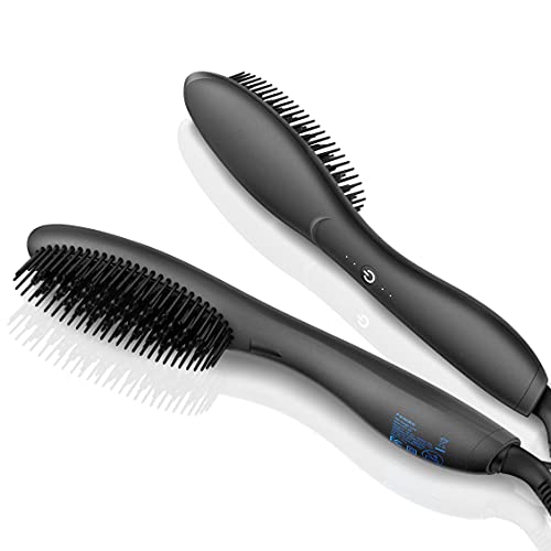 Hair Straightener Brush,FXXOEE Anion Straightener Comb,15S, Fast Heating, Grip Hair Strongly, Anti-Scald Design,Dual Voltage, with Travelling Bag.