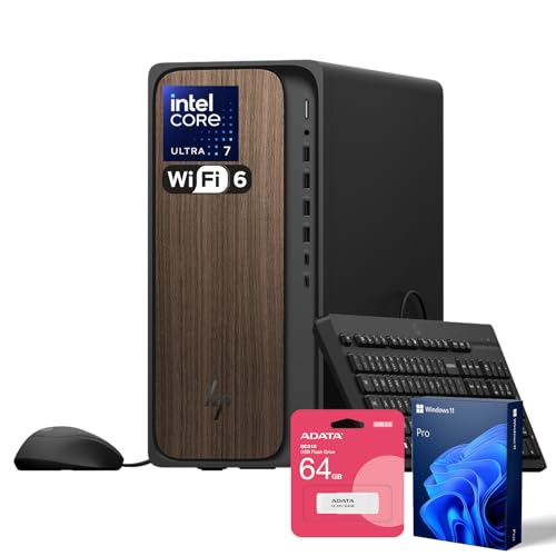 HP OmniDeskEnvy Next Brand M03 Premium Business Next Gen AI PC Desktop, Intel Core Ultra 7 265, 64GB DDR5 RAM, 2TB SSD, W11P, USB-C, Wi-Fi 6, Wired KB & Mouse, Bundle with ADATA 64GB USB Flash Drive
