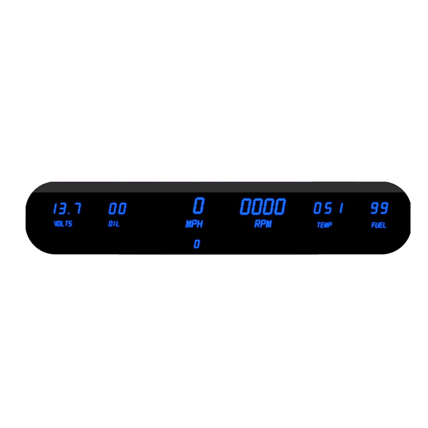 Universal Digital 6 Gauge LED Panel for Cars and Trucks - Complete Replacement Kit Solution, Total Accuracy - ‎DP10002 Blue