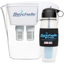 64oz Seychelle pH20 Alkaline Water Filter Pitcher (Includes Filters) and 28oz Seychelle pH20 Alkaline Water Filter Bottle (Includes Filter) Bundle