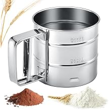 Flour Sifter for Baking, Fine Mesh Flour Sieve Strainer, Hand Press Crank Baking Sifter, Powder Strainer, Powder Sieve, Sugar Shaker Duster