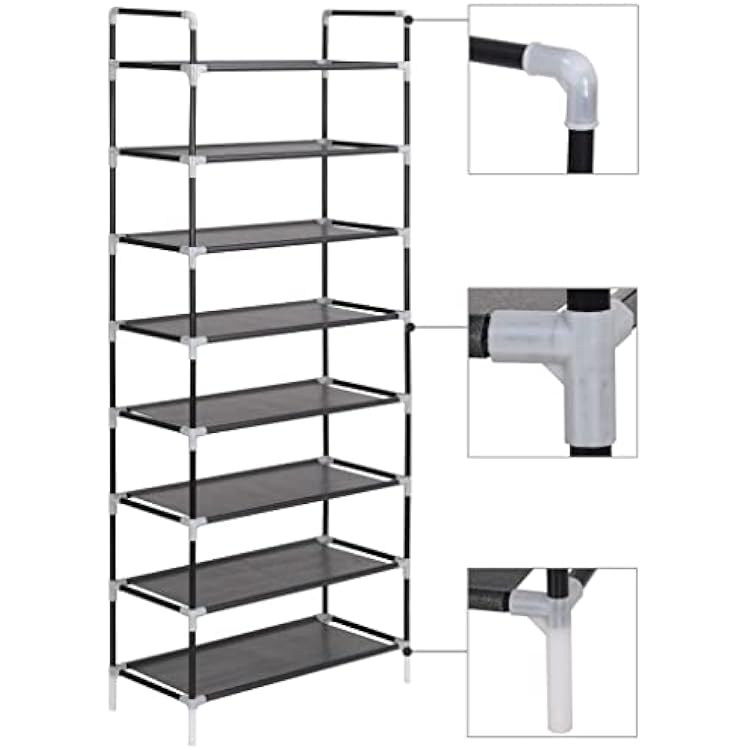 Minimalist Shoe Rack with 4 Shelves, Freestanding Storage Organizer for Entryway Bedroom Hallway, Durable Metal Frame, Easy Assembly, Modern Black Finish Black