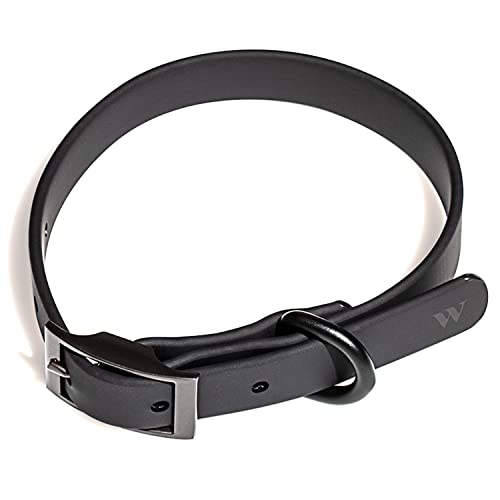 Wild One Dog Collar, Easy-Clean, All Weather Flex-Poly Strap with Metal, Durable, Dirt and Odor Resistant Black, XL