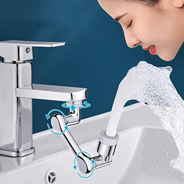1080 Rotating Faucet Aerator Universal Splash Filter 1080 Degree Big Angle Swivel Extender Kitchen Tap Extend Bathroom Sink Gargle Face Wash Faucets Bubbler Single Mode, 4.33x2.2x2