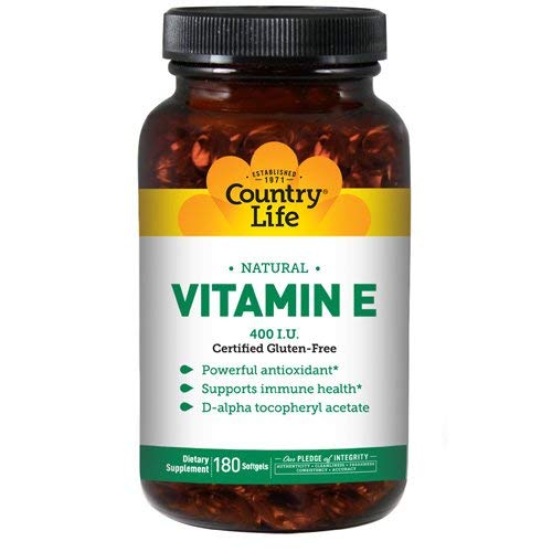 Country Life Natural Vitamin E - Supports Immune Health - 400 IU, 180 Softgels