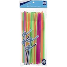 Flexible Neon Straws 80 pieces