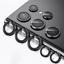TENOC Camera Lens Protector for Samsung Galaxy S25 Ultra 2025, 9H Tempered Glass Camera Screen Cover, Black Metal Individual Ring