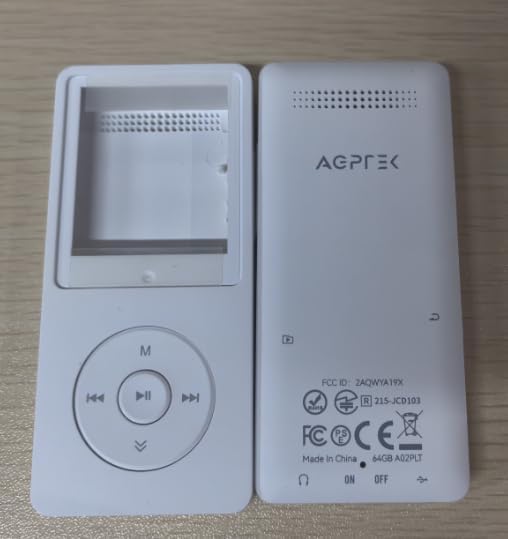 64 GB MP3 Player Bluetooth 5.3, AGPTEK MP3 Player with Sports Speakers, Portable HiFi Music Player, FM RadioRecording, Headphones Not Included, White
