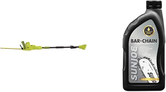 Sun Joe SJH904E Multi-Angle Telescoping Convertible Electric Pole Hedge Trimmer | 19-Inch 4.5 -Amp & SWJ-Oil Premium Bar, Chain and Sprocket Oil, 1-Quart