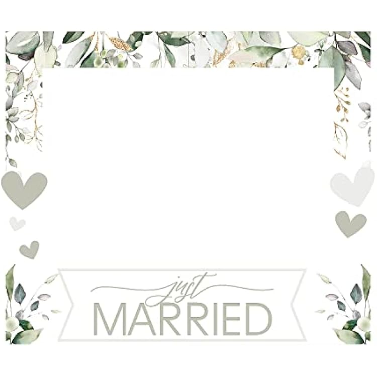 Fun Express Just Married Photo Booth Frame - Lovely Greenery