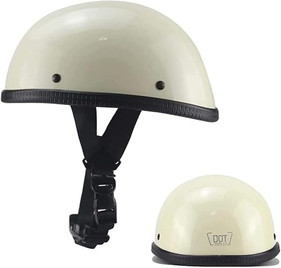 DOT Approved Ultra-Thin Skull Cap Helmets, Low Profile Beanie German Motorcycle Half Helmet, Adult Men Women Half Shell Novelty Small Helmet for Chopper Moped Scooter