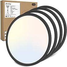 zemty 4Pack 12 Inch LED Ceiling Light Flush Mount, 24W 2640lm Super Slim Flush Mount Ceiling Lamp Fixtures, 3000K/3500K/4000K/5000K/6500K Selectable for Bedroom Bathroom Kitchen Living Room (Black)