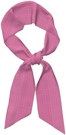 Pink Gingham Print Silk Satin Head Hair Scarf For Women Neck Bag Handbags Purse Skinny Scarf