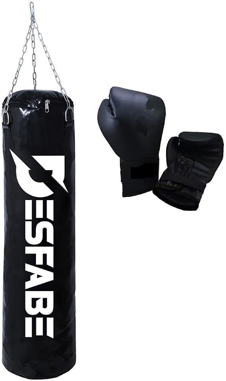 Boxing Star 70x25 Cm Zincirli Boks Kum Torbası Siyah +Boks Eldiveni