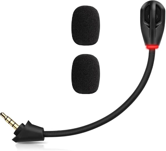 Mic Replacement for Hyper-X Cloud A-lpha Wireless Gaming Headset, 3.5mm Detachable Noise Cancelling Microphone with LED Mute Indicator for PC, X-box One, PS-4/5