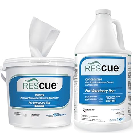 REScue Gallon Disinfectant and Wipes Bucket Disinfectant for Vets Designed to Clean Kennels, Litter Boxes & More