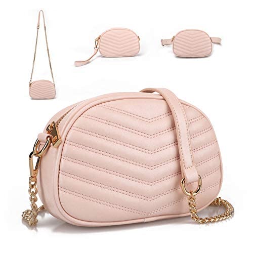 Gladdon 3 in 1 Fashion Fanny Packs for Women Small Waist Bags Stylish Crossbody Purse Ladies Clutch Bag Pink