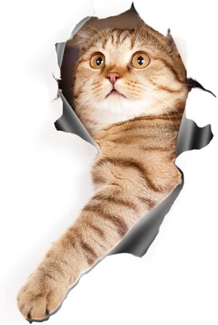 2PCS Cat Crack Car Stickers Cute 3D Cat Decal Car Sticker for Car Window Bumper Vinyl Decal Realistic Animal Car Window Decal Car Door Window Cling Waterproof Sunscreen Animals Wall Sticker 15x24cm,7
