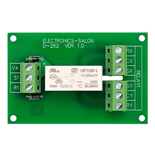 ELECTRONICS-SALON Passive BistableLatching DPDT 8 Amp Power Relay Module, 12V Version
