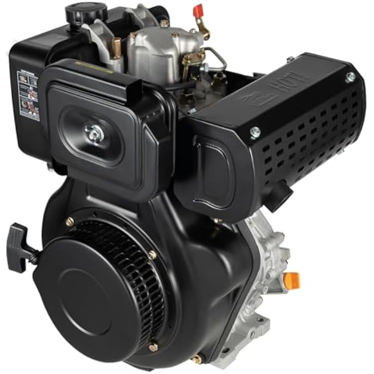 Diesel Engine 10HP, 4 Stroke 418CC Engine Air Cooling Single Cylinder Motor Recoil Hand Start 3600RPM, Shaft Diameter 1 Diameter, 14 Keyway