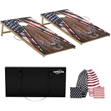 Cornhole Board Set,Corn Hole Games for Adults Outdoor,2X4FT Solid Wood Regulation Cornhole Boards with 8 Cornhole Beans Bags & Carry Case