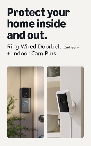 Ring Wired Doorbell (newest model), Speckled Gray with Indoor Cam Plus, White
