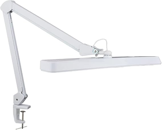 Neatfi XL 2,500 Lumens 30W LED Task Lamp – 56 cm Wide Shade | 324 SMD LEDs | 5 Light Modes | 3000K–6000K | Dimmable | Adjustable Arm with Clamp | Desk Light for Home, Office (White CCT, 56 cm) [Energy Class F]