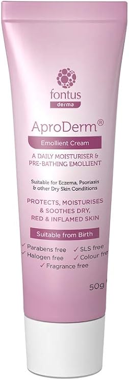 AproDerm® Emollient Cream 50g Tube – Gentle, 2-in-1 Moisturiser and Soap Substitute; Suitable for Dry Skin, Eczema, Dermatitis and Psoriasis; Vegan