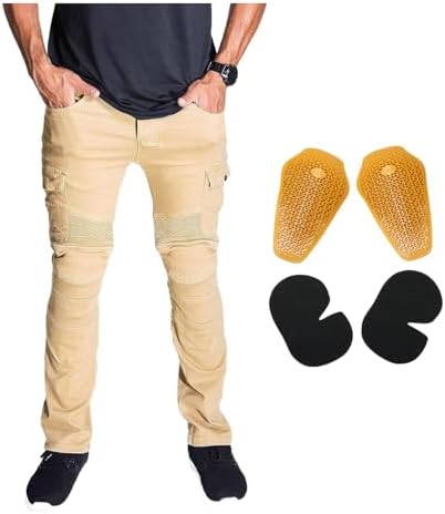 NBT Clothing Protective Motorcycle Riding Pants - Removable CE Armor for Knees & Hips - Road Rash Protection Gear - Reinforced Stitching - Straight Slim Fit - Breathable Material - Machine Washable