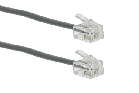 CablesAndKits RJ11 Straight Modular Telephone Cable - Silver, 7ft Phone Wire & Landline Phone Cord for Computer or Telephone - PVC Jacket, 6P/4C, 4 x 28AWG, 2-Line Capability