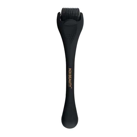 Koi Beauty Derma Roller Titanium Microneedle Roller, 540 Microneedling Roller for Men Women Face Scalp, Beard Roller for Men, Premium Micro Needling Roller Matte Black
