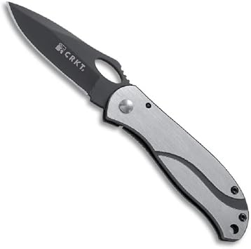 CRKT Pazoda EDC Folding Pocket Knife Everyday Carry, Gray Ti Nitride Blade, Thumb Slot, Liner Lock, Stainless Handle, Pocket Clip 6480