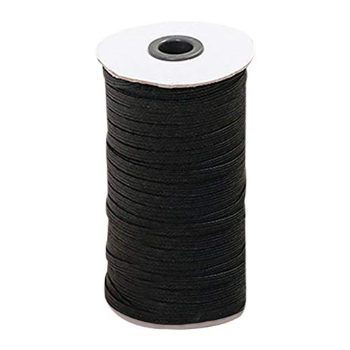 100 Meter Length 14 Inch 6 mm Width Braided Elastic Band Black Elastic String Cord Heavy Stretch High Elasticity Knit Elastic Band for Sewing Craft DIY Black