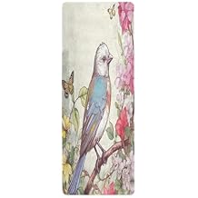 Birds Painting Design Yoga Mat Thick Non Slip Yoga Mat Workout Mat for Men Women, Exercise & Exercise Mat for Home Gym, Yoga, Pilates, Stretching, and Floor
