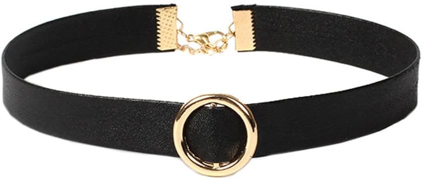 PAURO Women's Black Velvet Ribbon Choker Necklace for with Gold/Silver O
