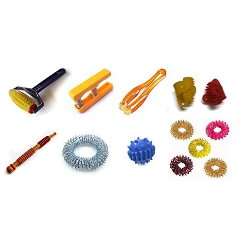 ACS  ACM Acupressure Health 8 in 1 Kit Body Roller, Palm Exerciser, Finger Massager, Sujok Rings, Spring, Ball, Thumb Pad, Bracelet Acupressure 8 In 1 Health Kit Plastic, Metal by ACS  ACM