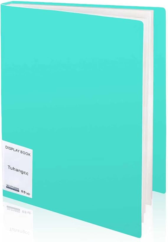 Tuhangcc Binder with Plastic Sleeves 30-Pocket with Clear Sheet Protectors 8.5"x11", Heavy Duty Art Portfolio Folder, Presentation Book Display 60 Pages of Document Organizer(Green)