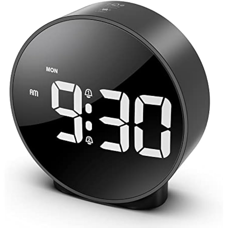 ORIA Digital Alarm Clock, HD LED Display Alarm Clock, Simple Table Clock, Electronic Desk Clock, Dual Alarms, 1224Hr, 4 Adjustable Brightness for Bedroom, Office, Table, Black