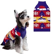 CuteBone ChristmasDog Sweater for Small Dogs X-mas Knit Turtleneck Pet Winter Clothes Cat Apparel with Harness Hole