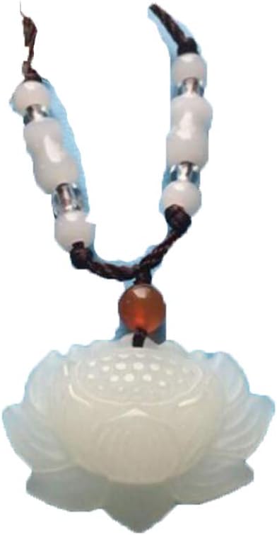 Natural White Jade Lotus Pendant Necklace for Men and Women Bud Water Lily Pendant Blossoming Riches and Honor Jade Pendant