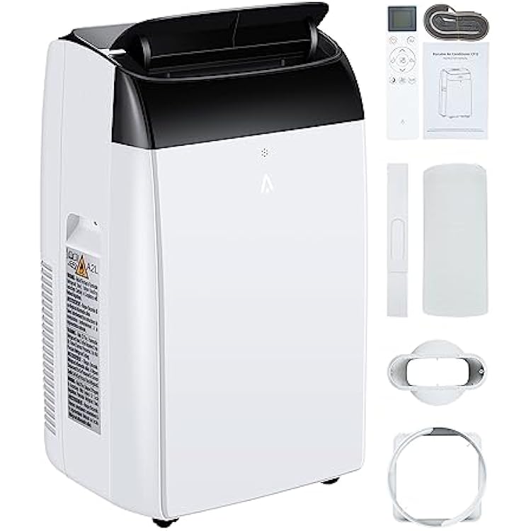12000 BTU Portable Air Conditioner with Remote Control, Portable AC Cools to 750 Sq.ft Room, with Fan and Dry Function, Quiet Operation, Double Motor, Sleep Mode, Energy Savings, 110-115V