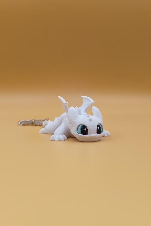 Hareketli Sevimli Siyah Ejderha Figürlü Anahtarlık (Büyük Boy:8CM) - Hediyelik Çanta Süsü ve Araba Anahtarlığı