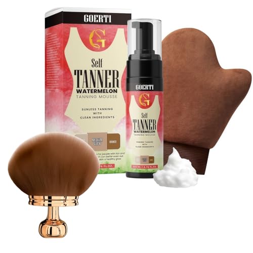 Self Tanner MousseFace & Body Sunless Tanner Application - With Natural & Organic lngredients, Self Tanner Kit for Face & Body, Self Tanning Mousse for Medium fake tan, 1.5 Hour Express Tannig Foam